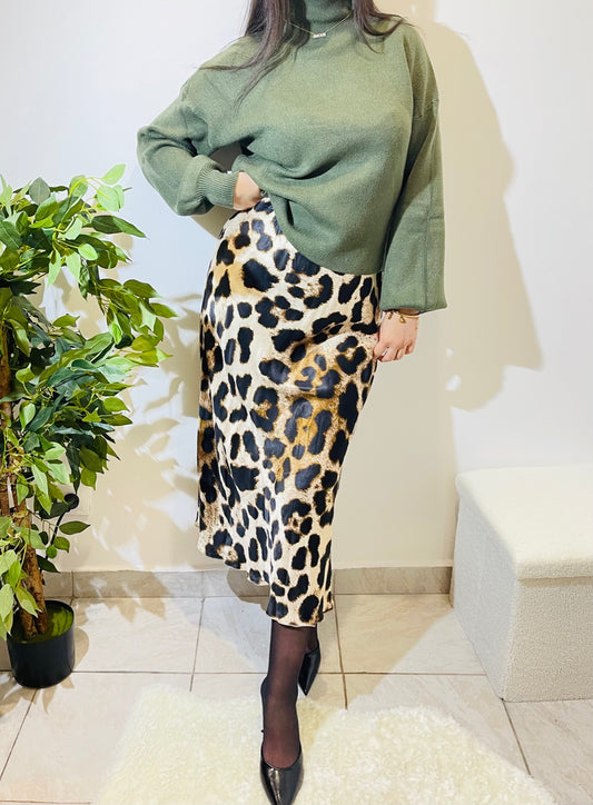 JUPE GLAMOUR LEOPARD EN SATIN